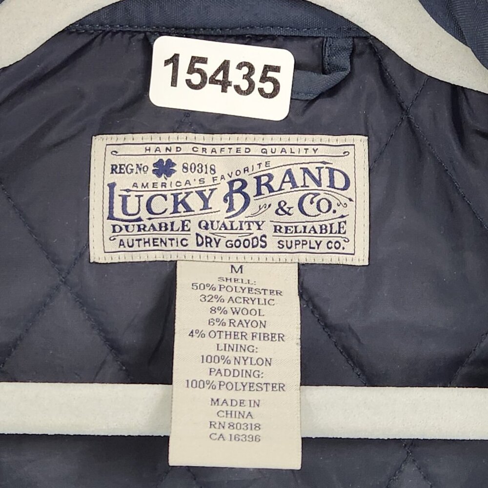 Lucky Brand Jacket Mens Medium Blue Plaid Wool Blend Button Front Shirt Shacket - Picture 9 of 15